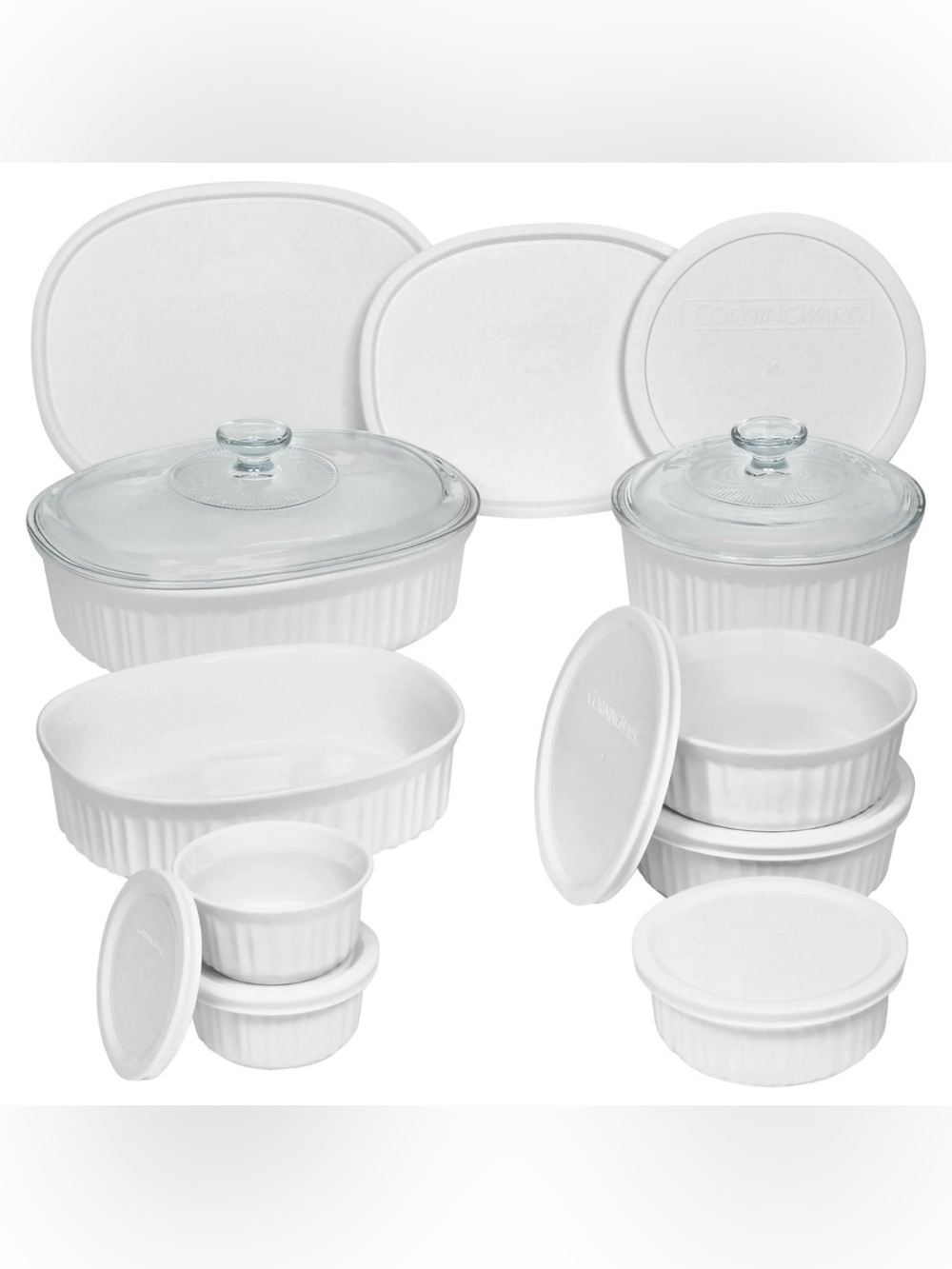 Corningware 10 Piece White Ceramic Bakeware Collection with Lids